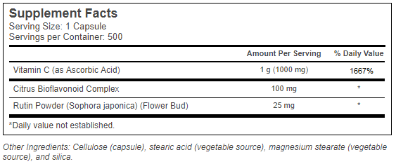 Now Vitamin C 1000 Mg 500 Capsules Nutrifirst Pte Ltd