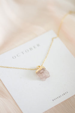 raw rose quartz necklace