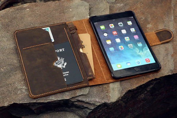 Handcrafted Leather iPad Mini 4/5 Case with Pencil Holder