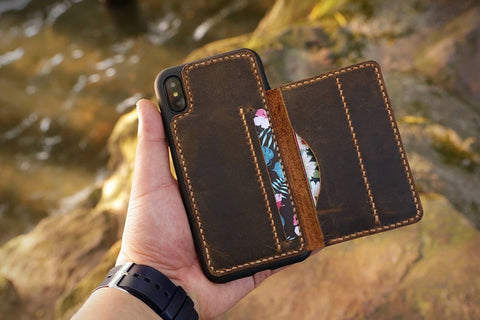 iPhone leather case with card holder