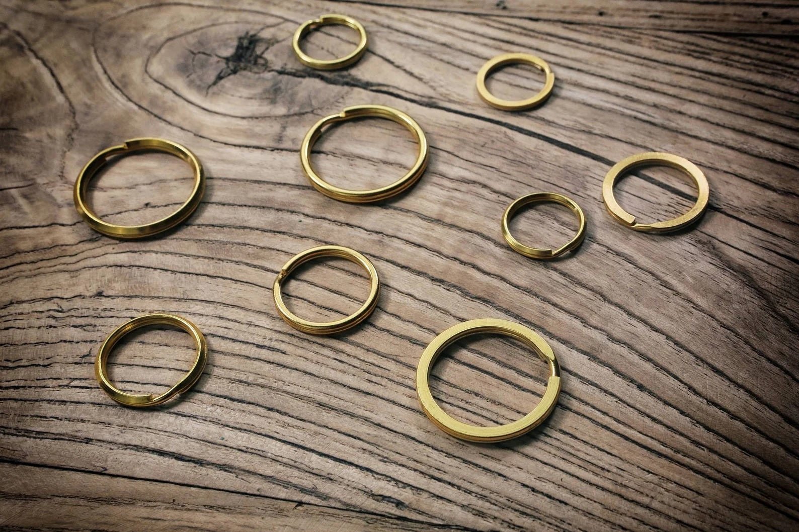 Solid brass flat split rings