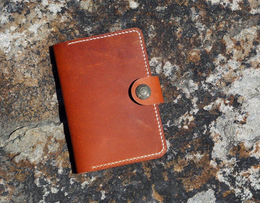 Leather Passport Cover - Brown, Red