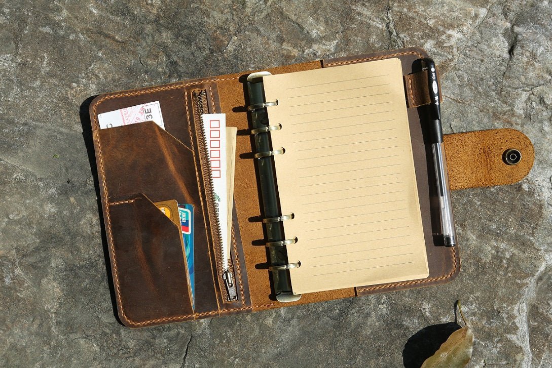 Leather A6 Personal Organiser in Red & Cognac – ANTORINI®