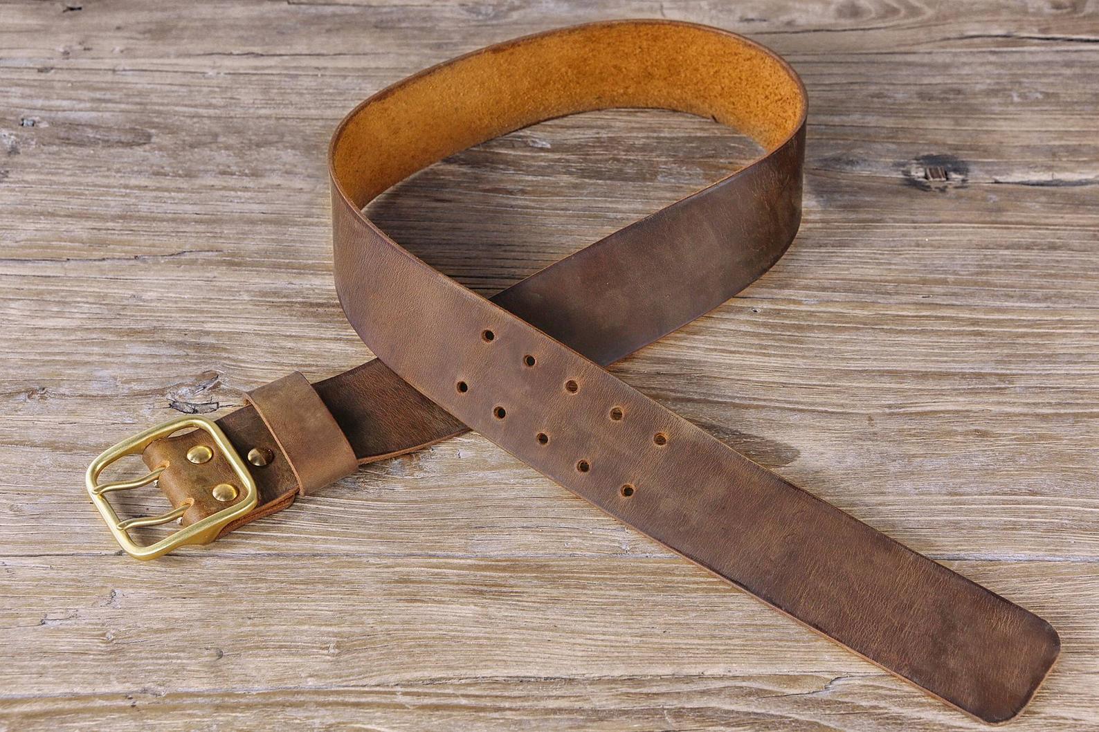 Extra Long Leather Belt, 2 Inch Wide Work Belt in Oiled Leather, Style n  Craft