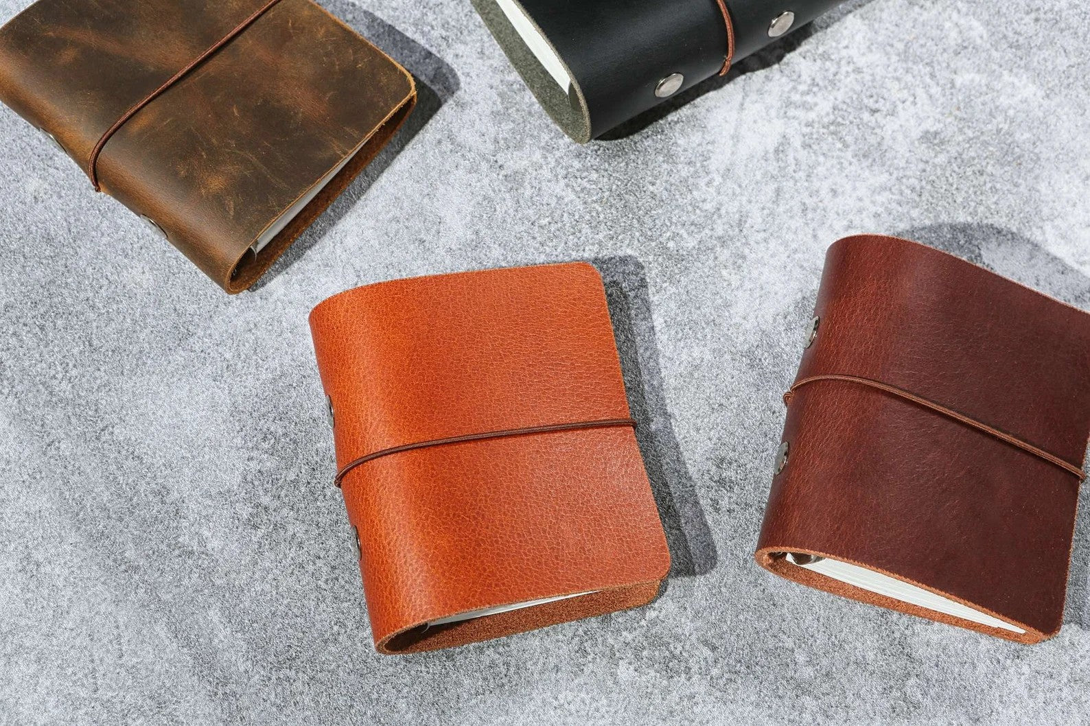 Mini ring binder, Small 3 ring notebook, 3 pocket leather binder, Cust –  Luscious Leather NYC