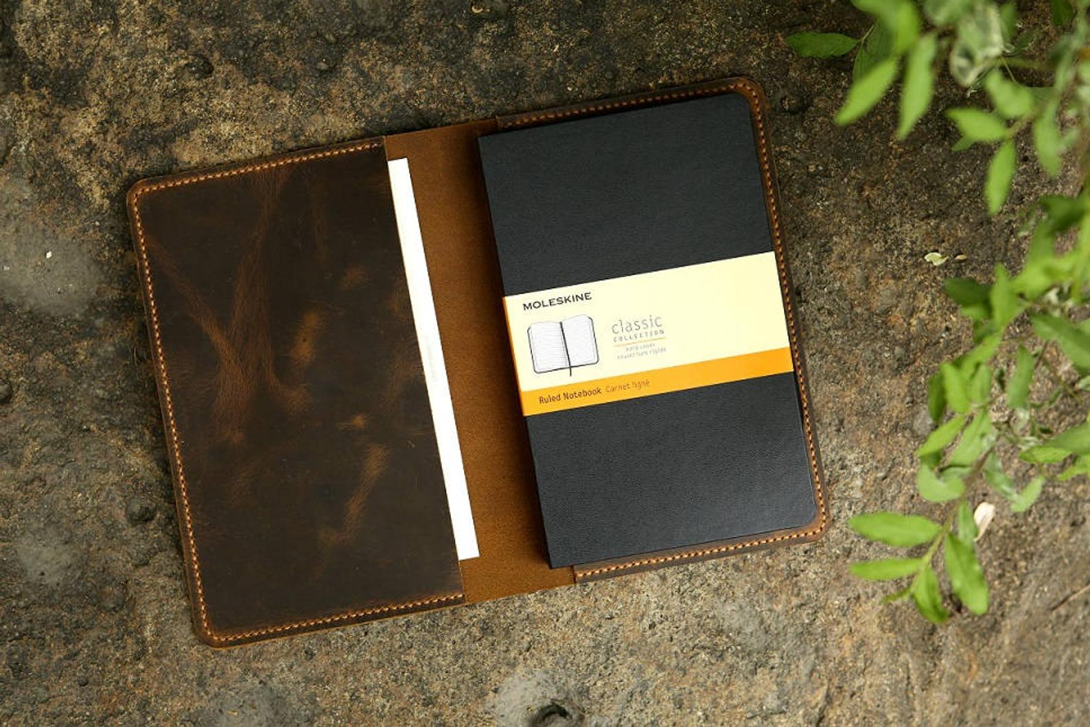 Leather notebook cover for moleskine classic notebook XL size 7.5 x 9. –  DMleather