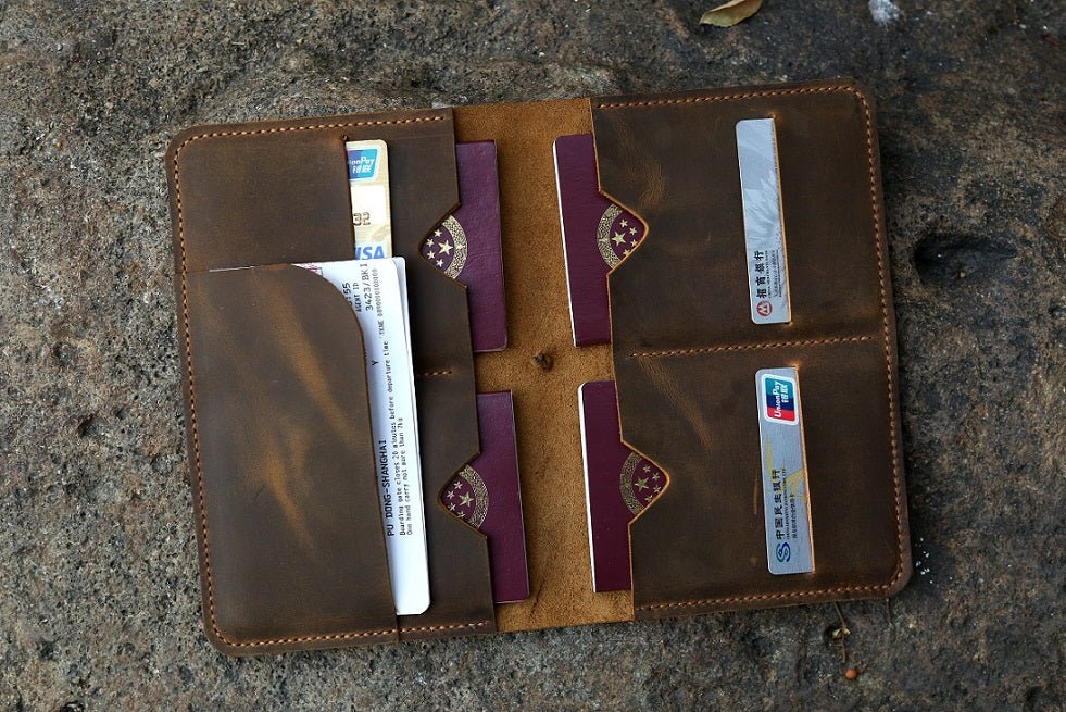 MONOGRAMMED Passport Wallet Leather Passport Cover Distressed 