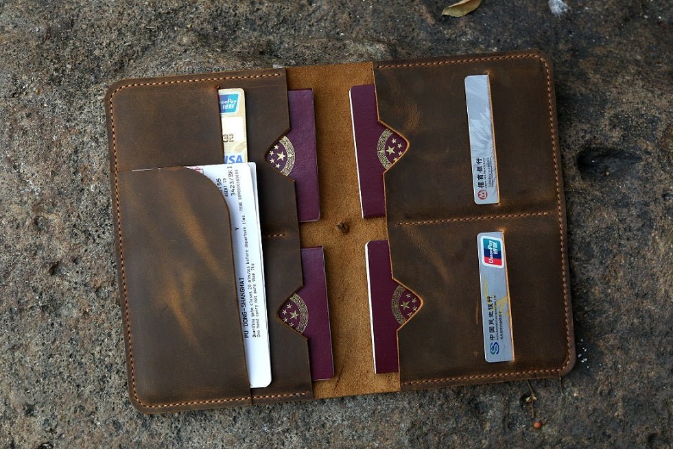 Brown Leather Travel Wallet Organizer Personalized Passport 