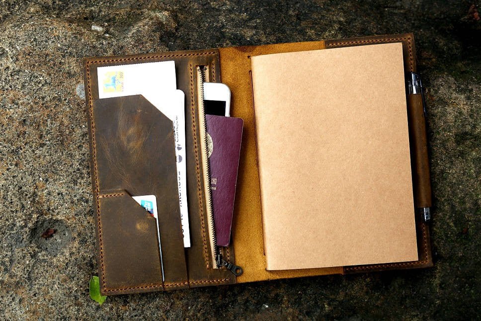 A5 Leather Journal Cover Organizer / A5 Leather Traveler's Notebook /  Midori Style A5 Refillable Travel Notebook Wallet - Notebook - AliExpress