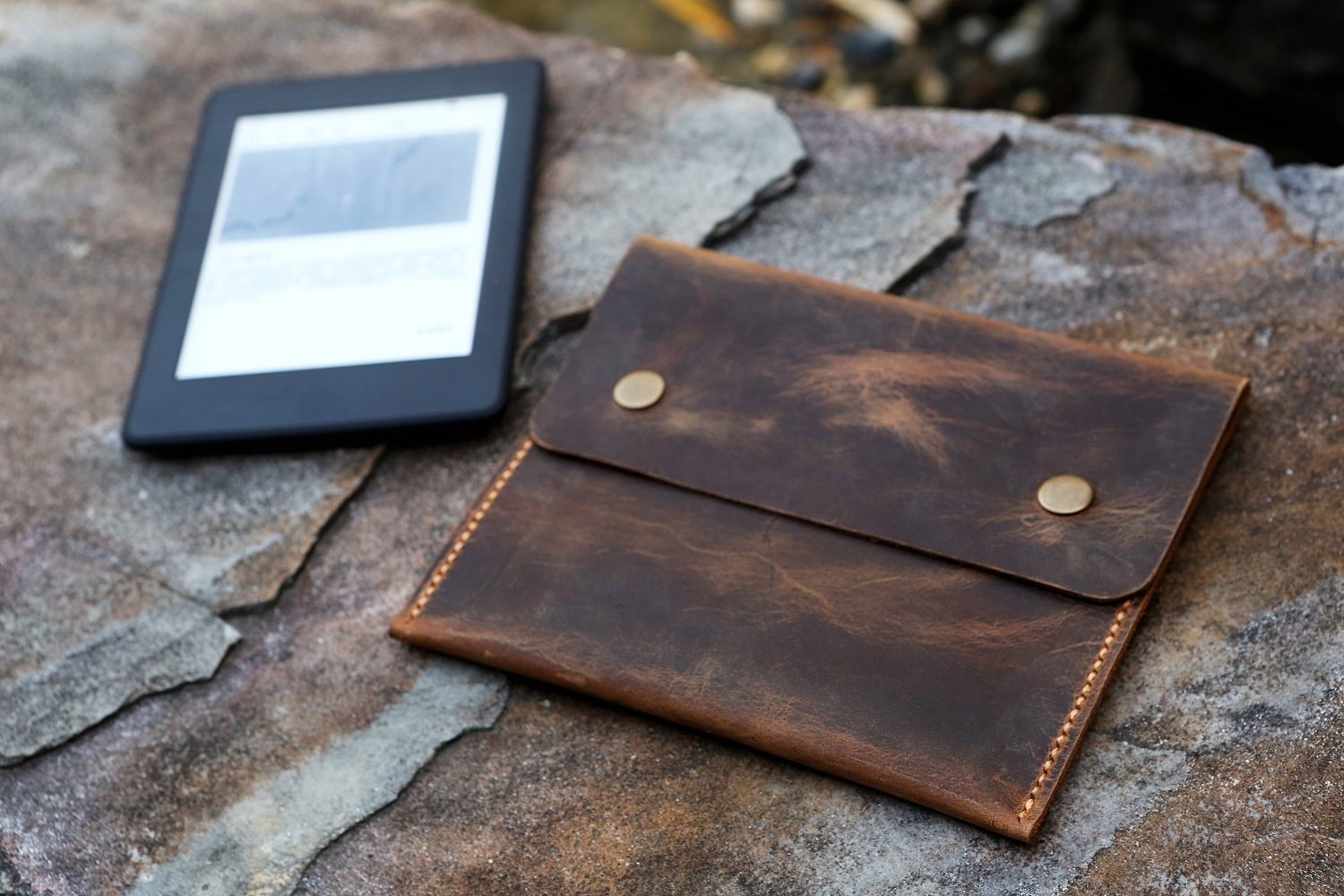 Genuine leather cover, case for Kindle e-Readers, Fallen Leaves