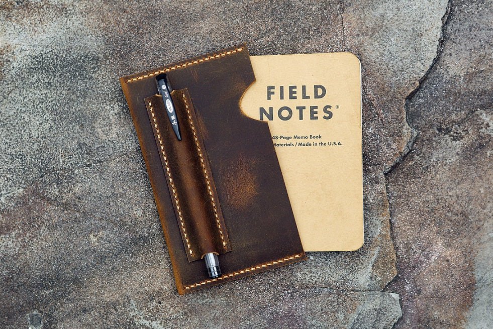 Smooth surface leather portfolio with pen loop file pocket