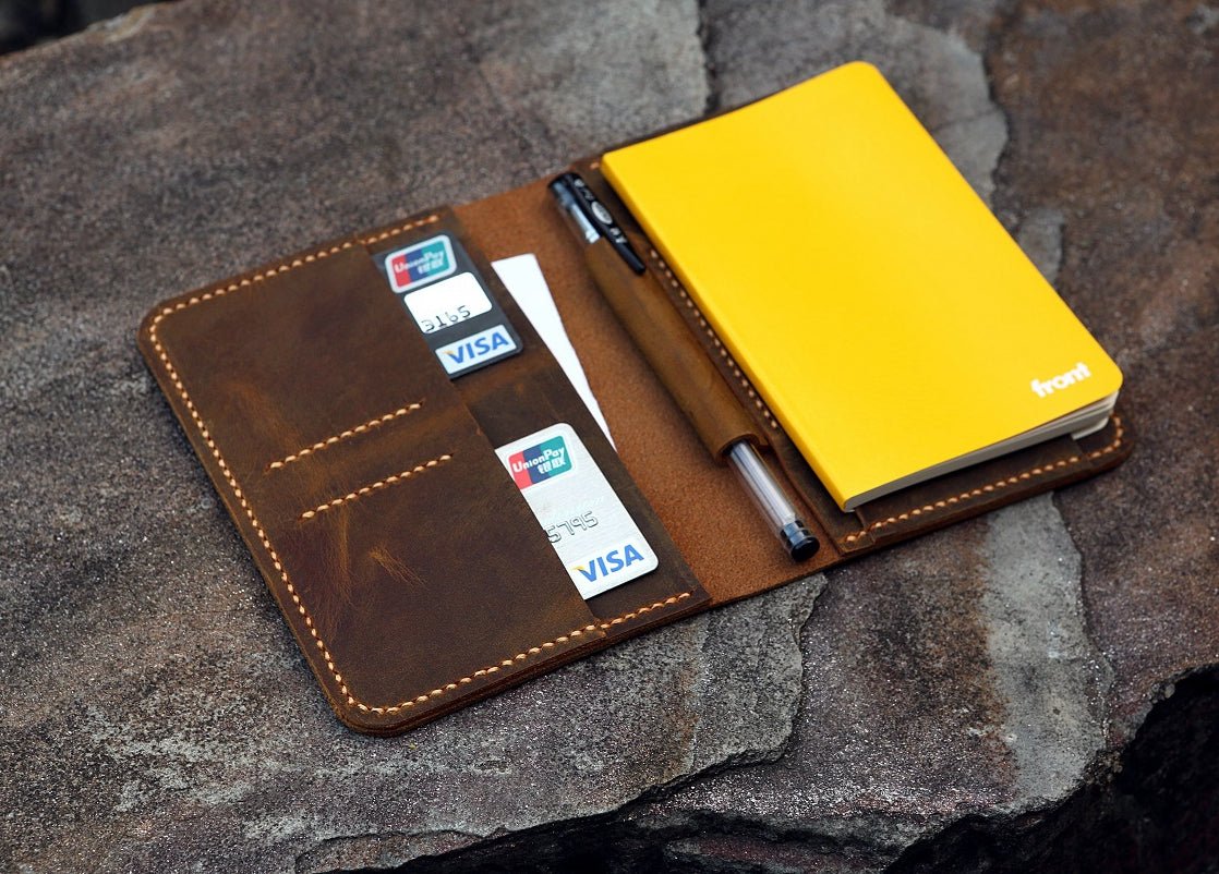 Vintage leather cover for A6 notebook travel journal – DMleather