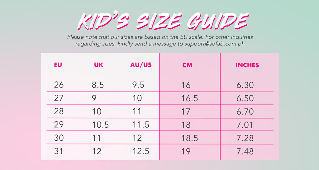 Toddler Footwear Size Chart