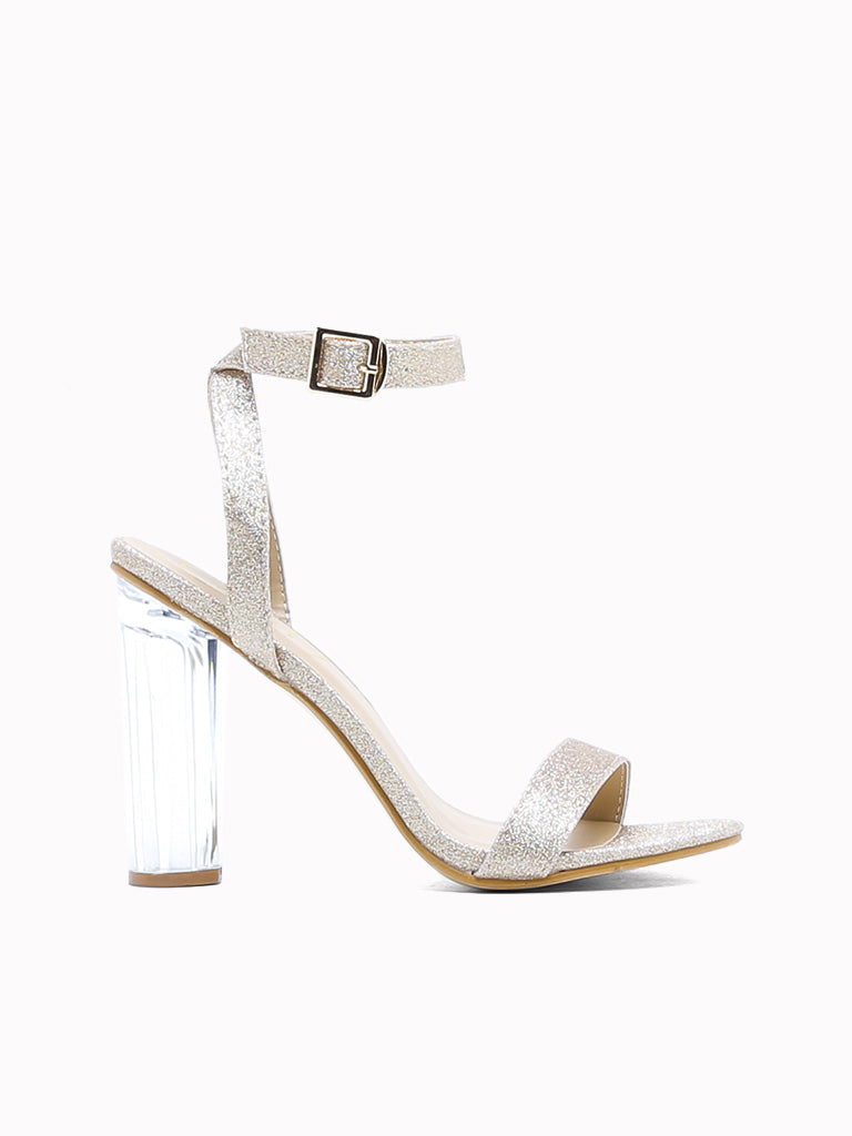 champagne block heel sandal