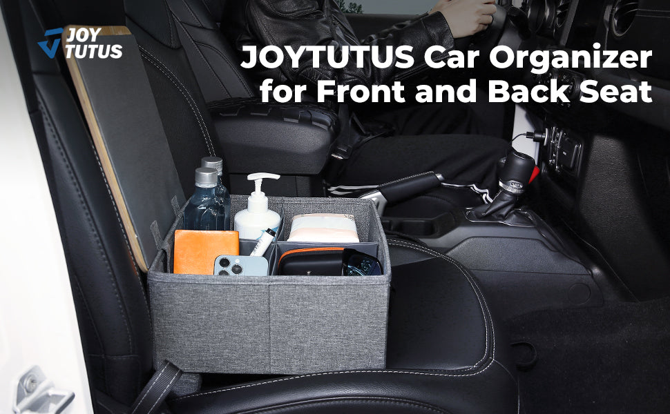 JOYTUTUS Car Seat Organizer, Stable Car Storage Organizer with Detachable  Bamboo Cover, 4 Adjustable Dividers and Fastening Belt, Collapsible Car
