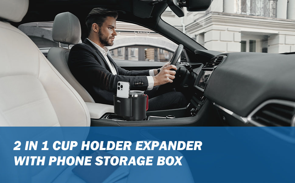 Cup Holder Extender for Car with Phone Holder for Yeti, Hydro Flasks