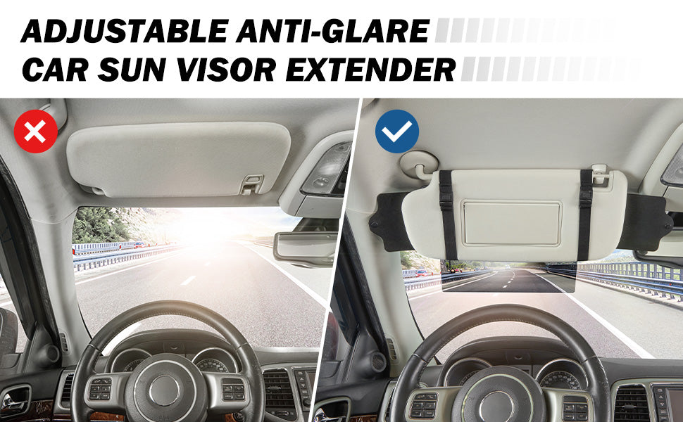 JOYTUTUS Sun Visor for Car, Universal Anti-Glare Polarized Sun Visor  Extender Easy to Install, UV400 Car Visor Extension Protect from Glare/UV