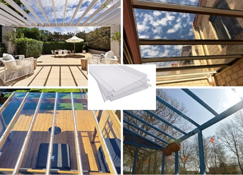 EZ Glaze glass clear polycarbonate roofing panels ideal for pergolas, gazebos and canopies