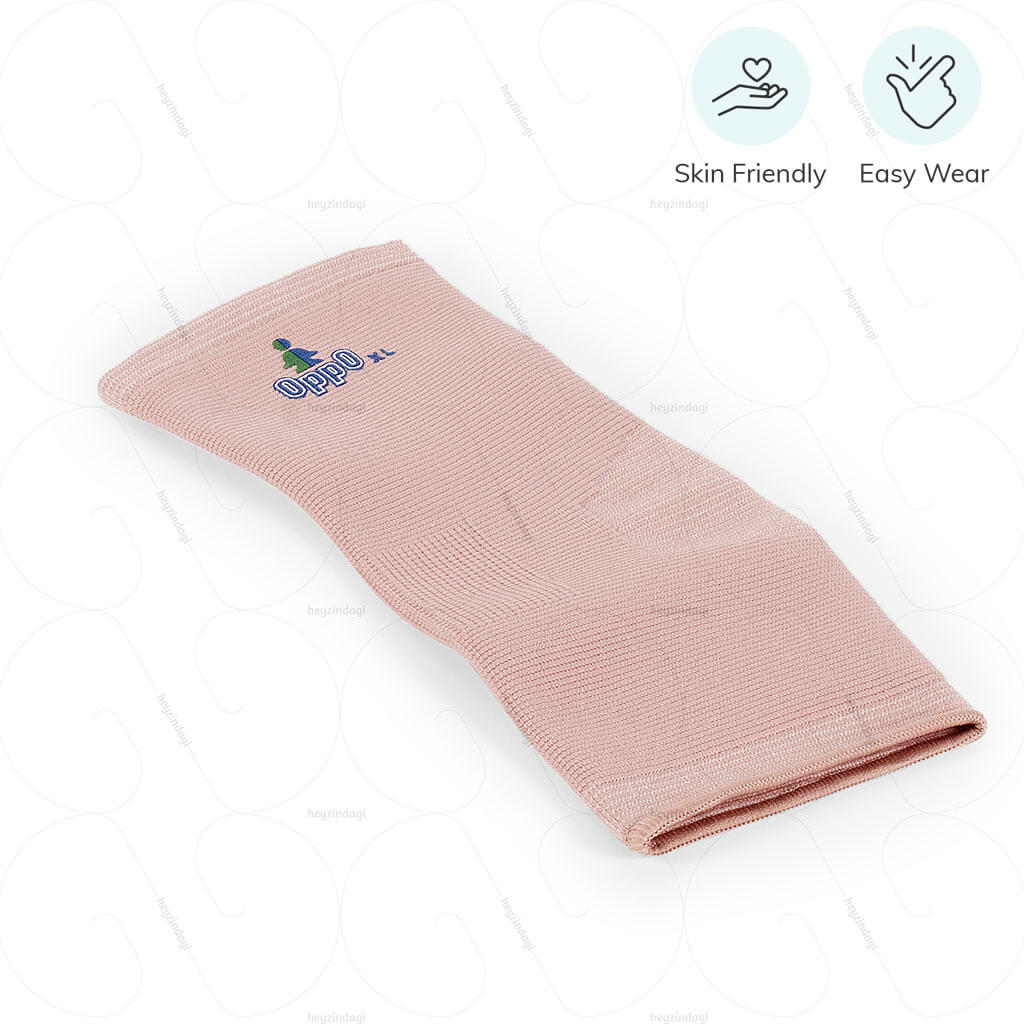 Oppo Ankle Support Sleeve with a 4-way stretch fabric for weak or sprained ankles as worn. Product Code 2004