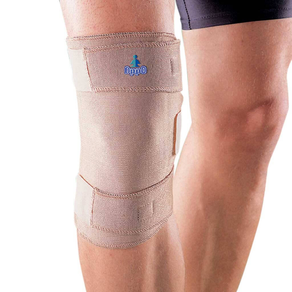 Wrap around style Knee Support made of Breathable Neoprene. Stabilises Weak Knees and improves healing by retaining heat. Provides pain relief with customisable compression. Knee Support Closed Patella (Breathable Neoprene) 1023 by Oppo Medical