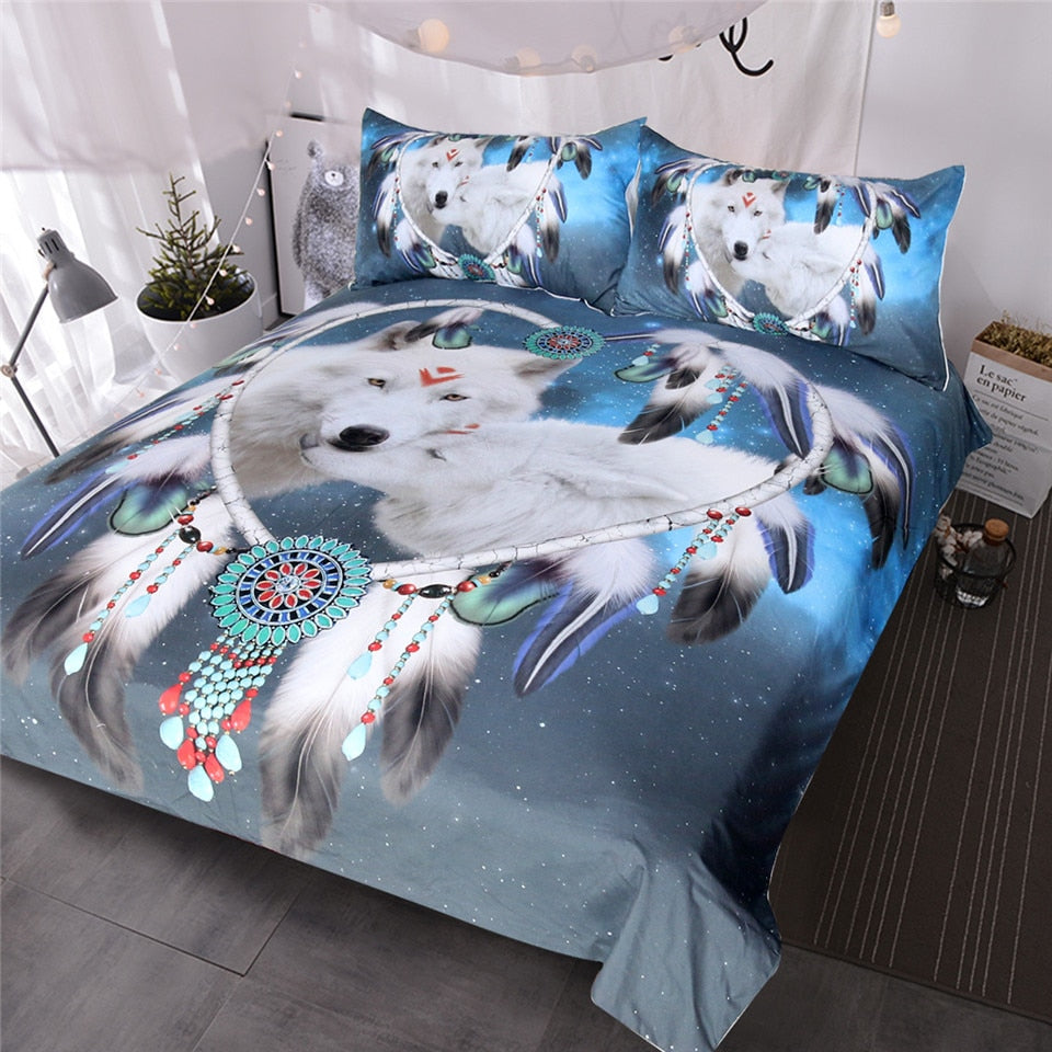 Duvet Covers Bedding Sets Bedding 3d Love Dreamcatcher Wolf