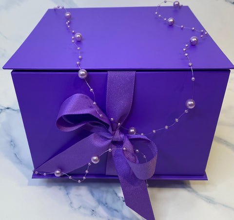 Purple Box with Purple Bow and purple beads