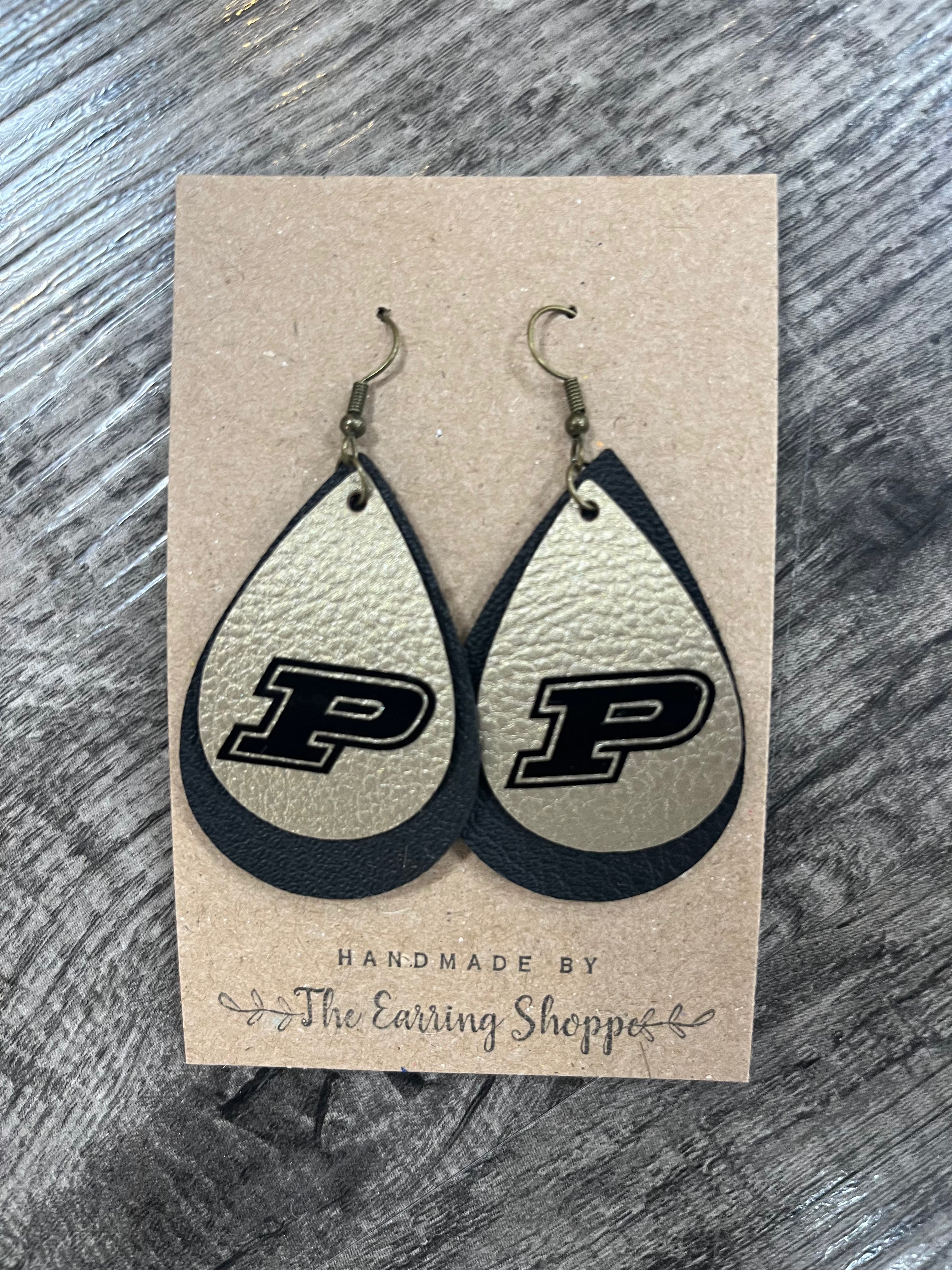 Double Layer Black background Purdue Earrings