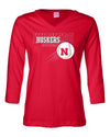 Women's Nebraska Huskers x 3 Baseball 3/4 Sleeve V-Neck Top