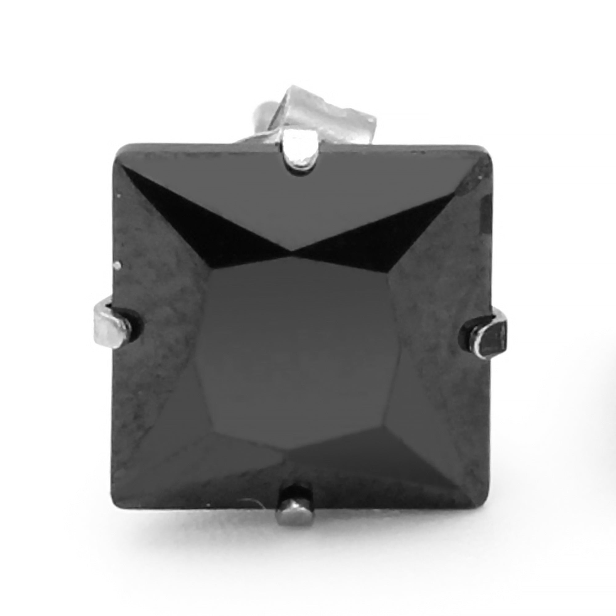 Stud Earring Set Of 2 Black Square Cubic Zirconia Stainless Steel Cz Studs