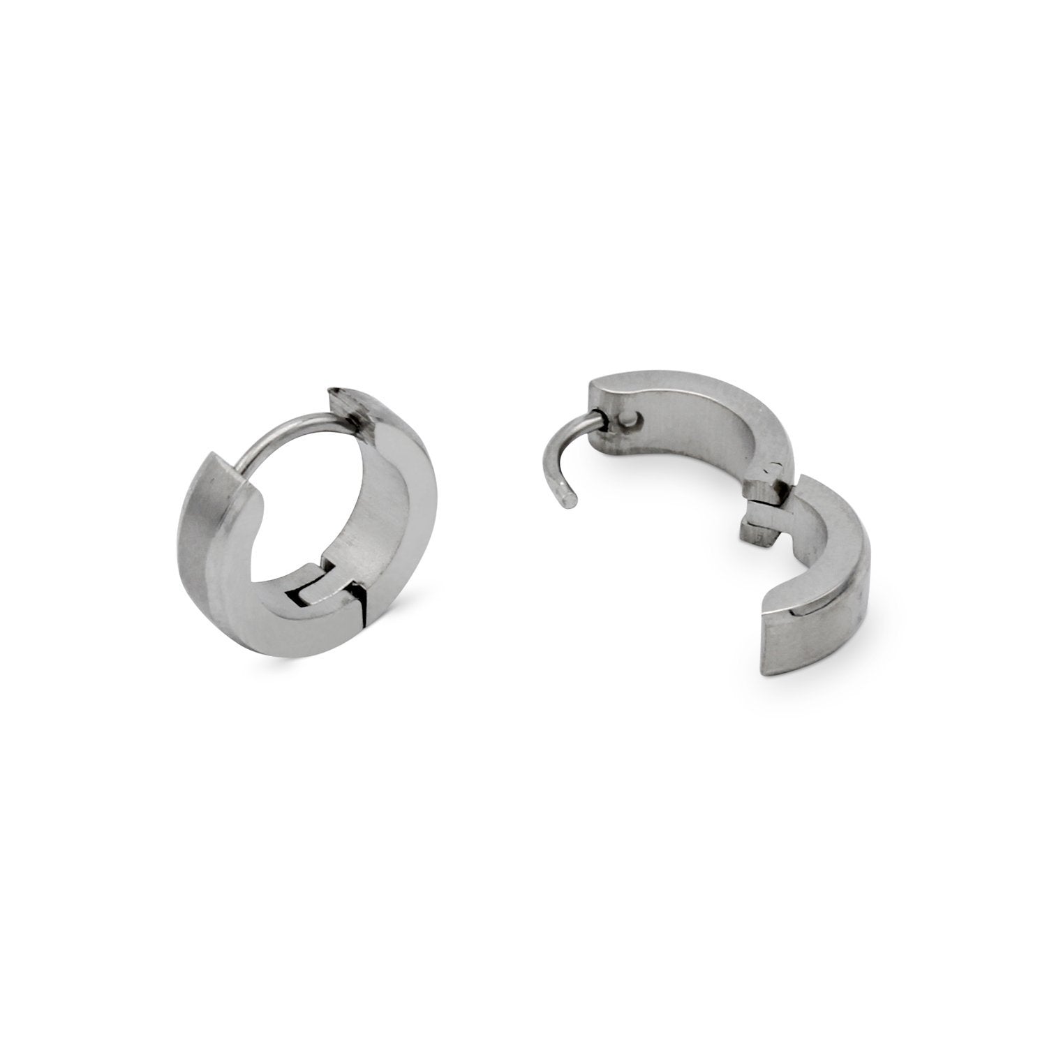 Huggie Hoop Earrings Stainless Steel with Beveled Edge – JB Jewelry BLVD