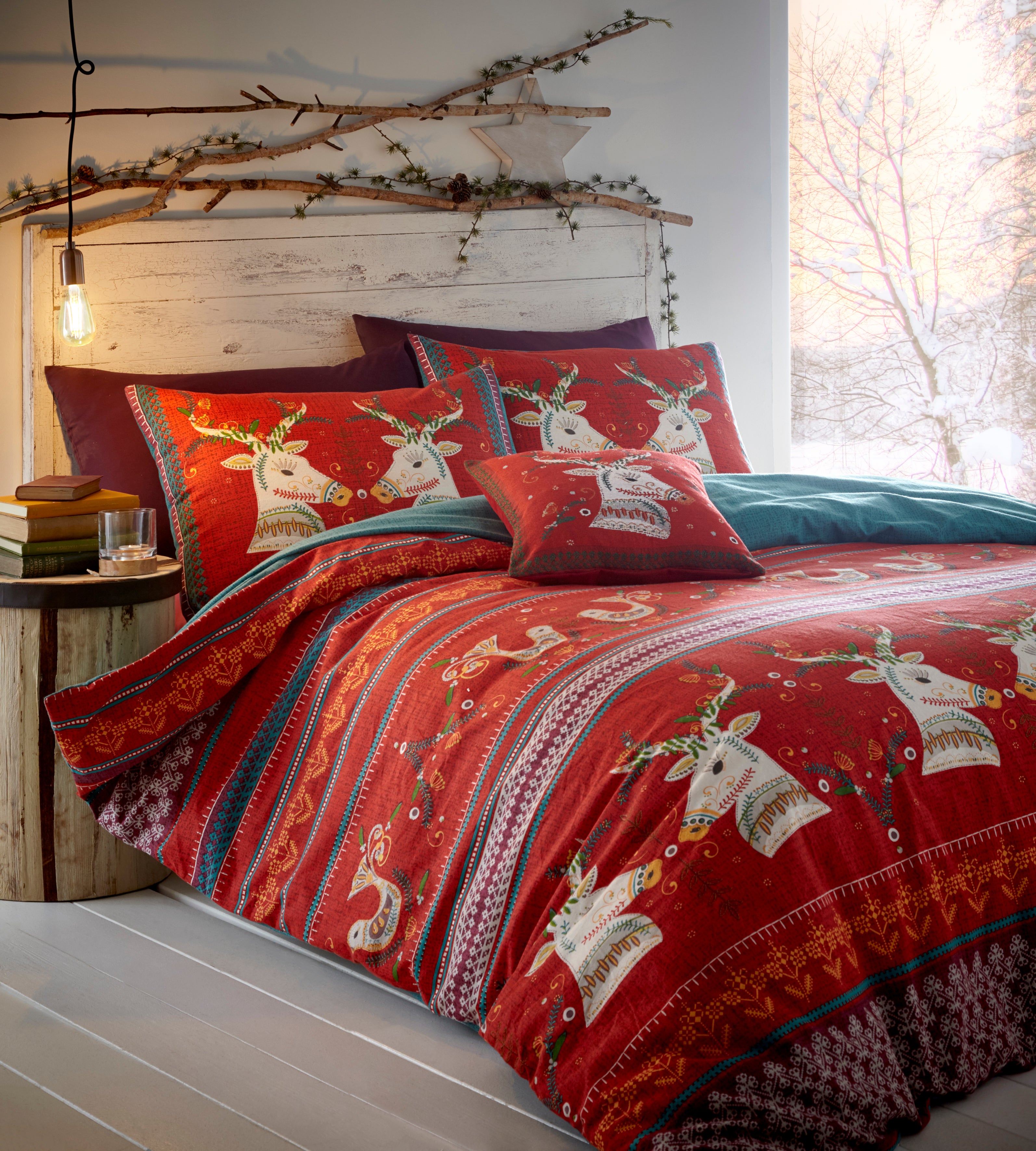 Portfolio Home Folklore Red Flannelette Duvet Set Charmed Interiors