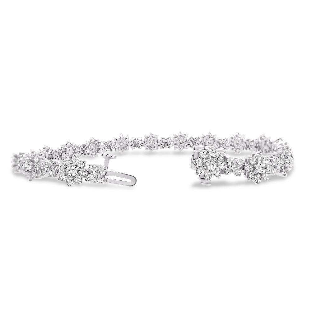 5.00 Carat Diamond Flower Bracelet in 10K White Gold - 7.25"