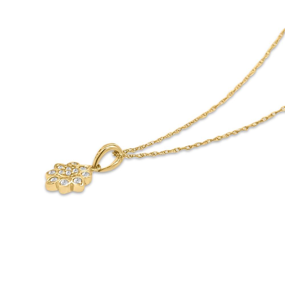 1/6 Carat Diamond Flower Pendant in 10K Yellow Gold - 18"