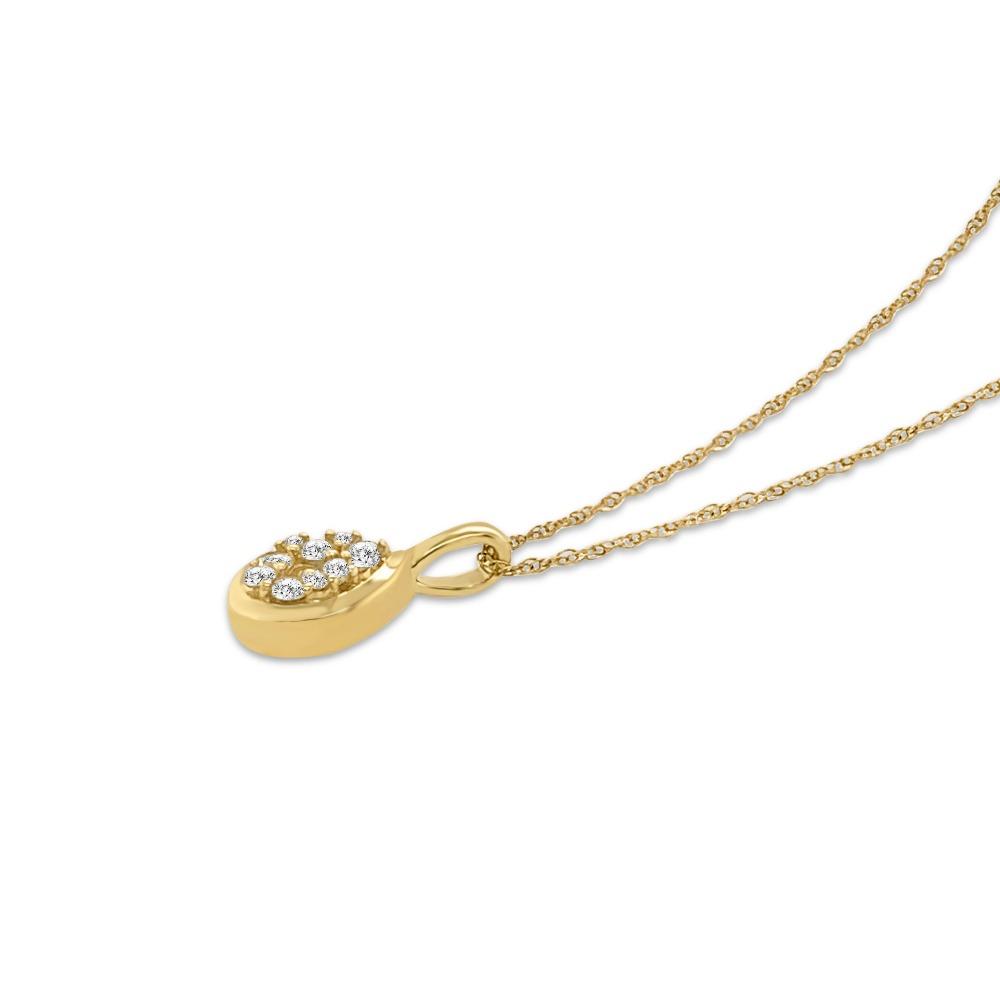 1/6 Carat Diamond Cluster Teardrop Pendant in 10K Yellow Gold - 18"