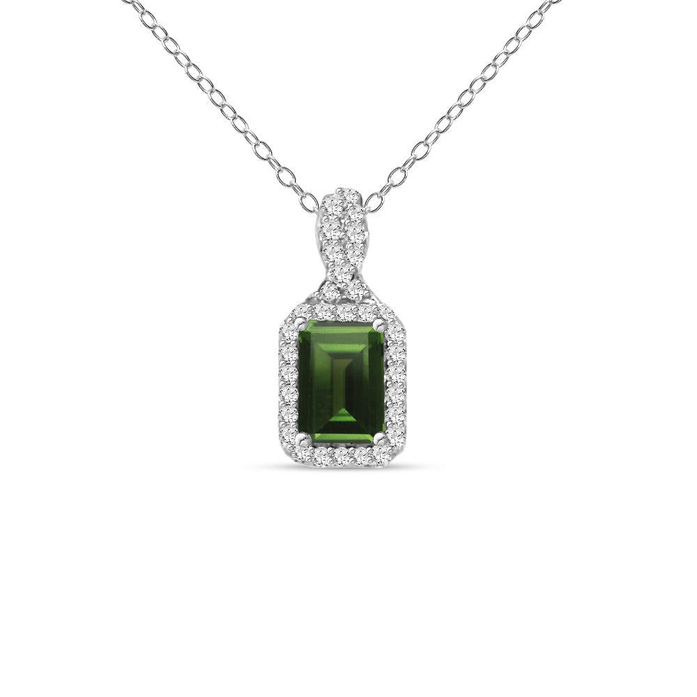 Image of 1.31 Carat Genuine Chrome Diopside & White Topaz Pendant in Sterling Silver -18"