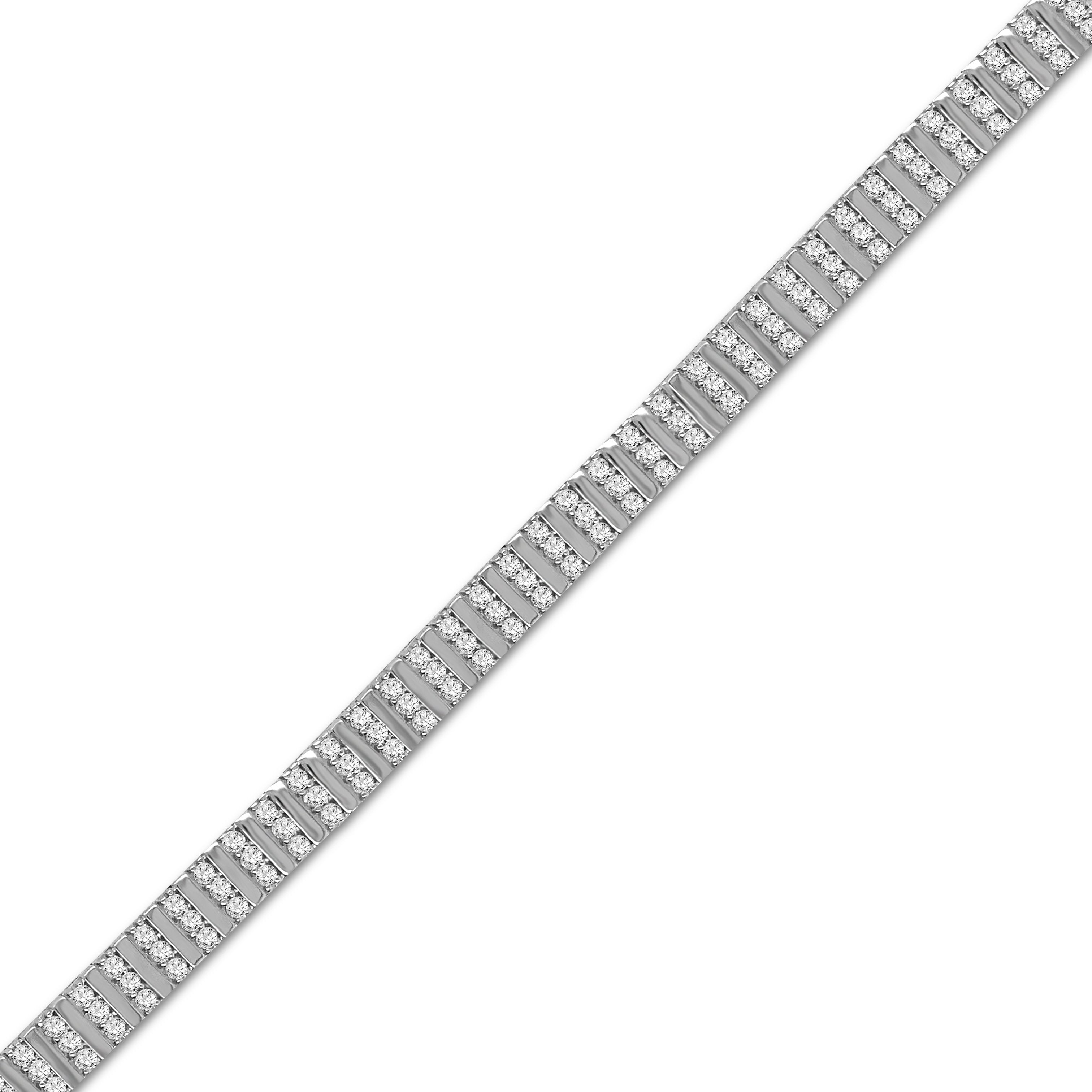 3.00 Carat Diamond Straight Line Bracelet in 10K White Gold - 7.25"