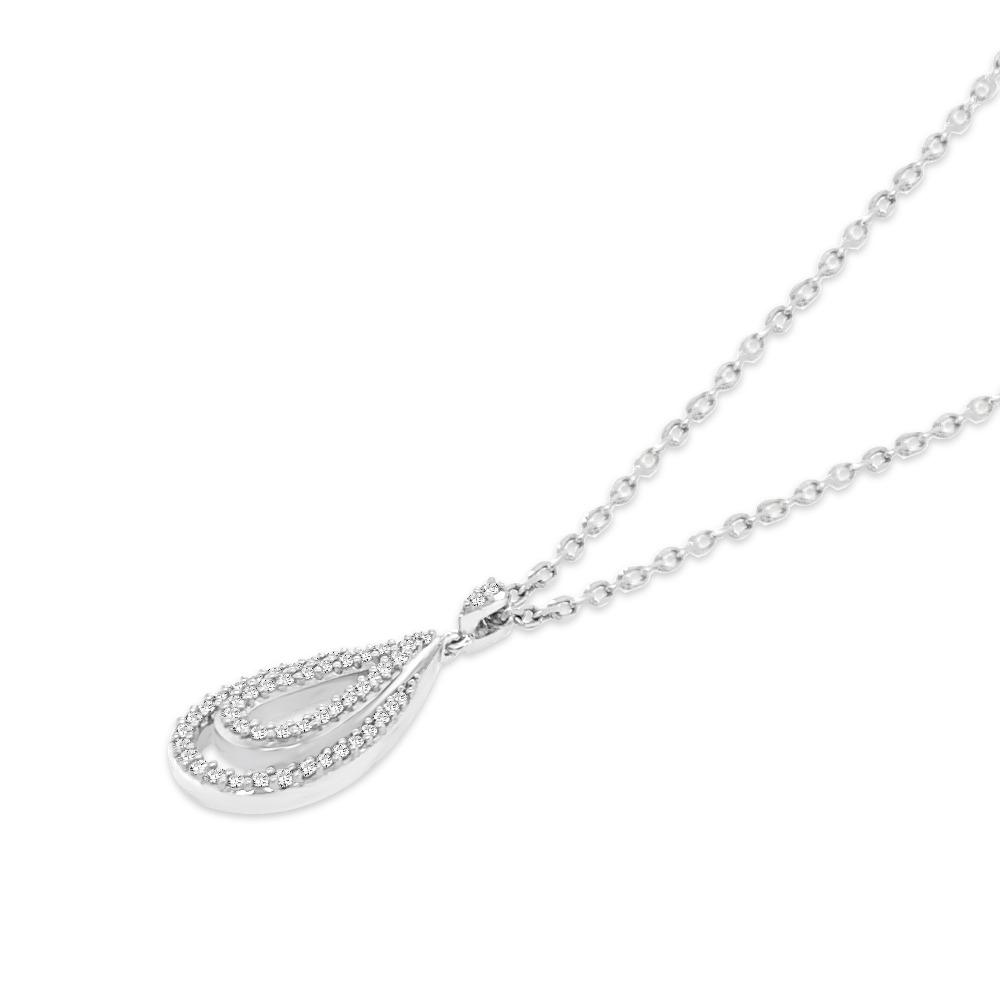 1/5 Carat Diamond Teardrop Pendant in Sterling Silver - 18"