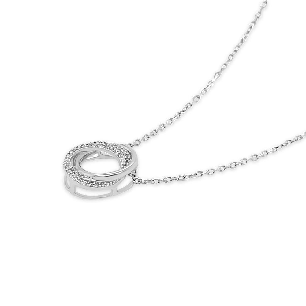 1/8 Carat Diamond Swirl Circle Pendant in Sterling Silver - 18"