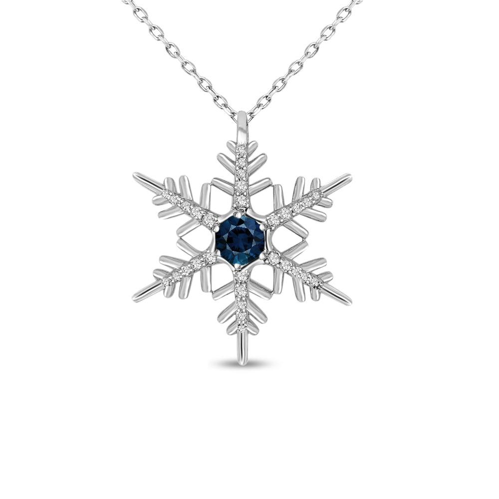 Image of 1 Carat Genuine London Blue Topaz Snowflake Necklace in Sterling Silver - 18"