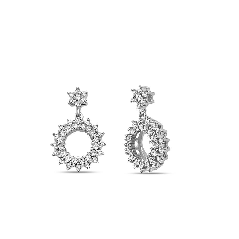 1/2 Carat Diamond Dangle Earrings in 10K White Gold