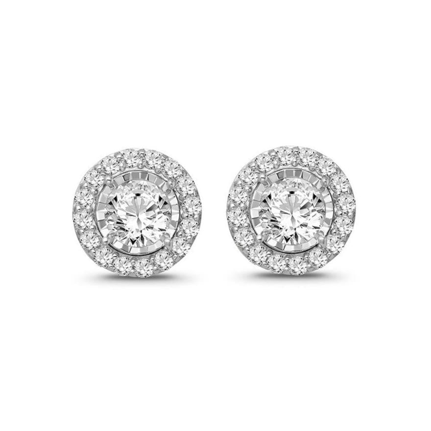 2 carat diamond halo earrings