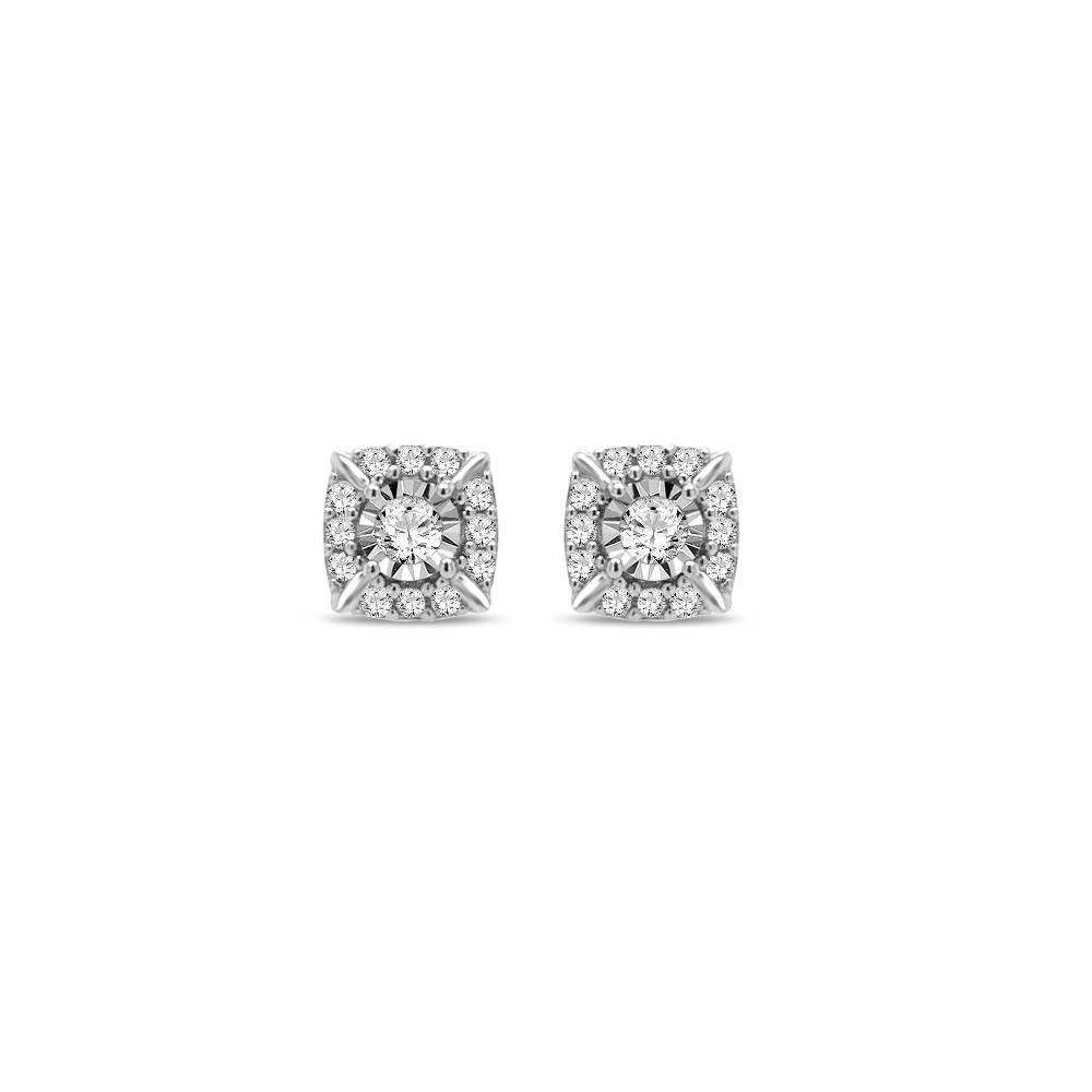 1/4 Carat Diamond Square Stud Earrings in 10K White Gold