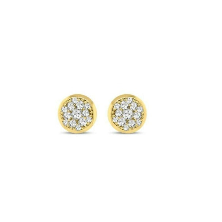1/6 Carat Diamond Cluster Earrings in 10K Yellow Gold