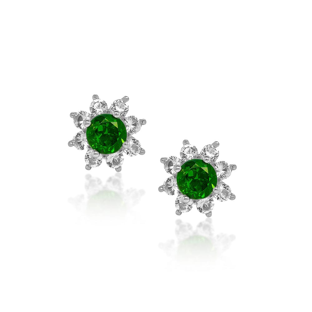 Image of 3.27 Carat Genuine Chrome Diopside & White Topaz Earrings in Sterling Silver