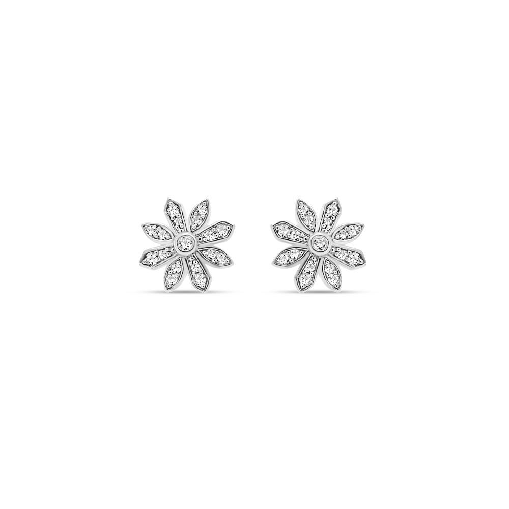 1/10 Carat Diamond Flower Earrings in 10K White Gold