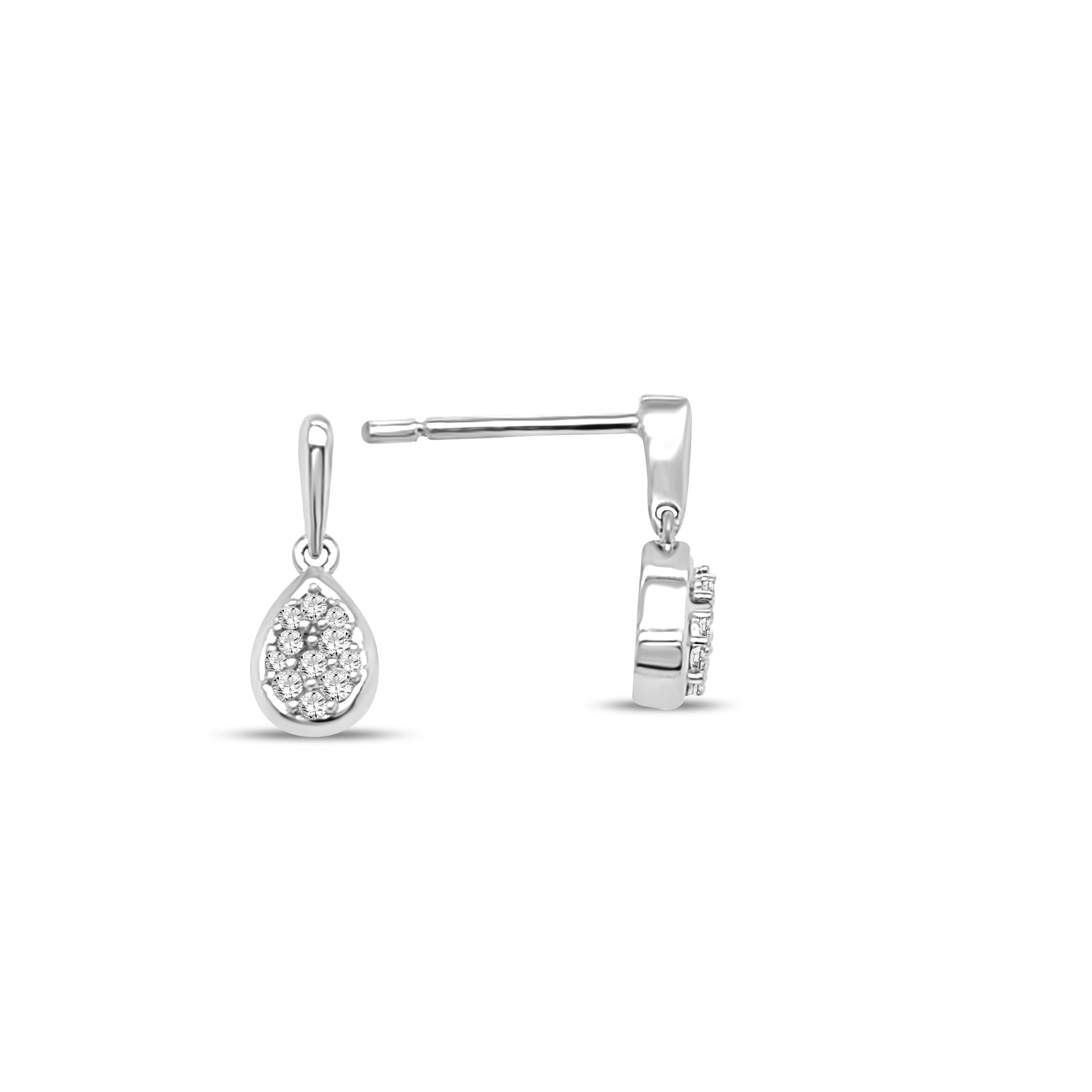 1/6 Carat Diamond Teardrop Dangle Earrings in 10K White Gold