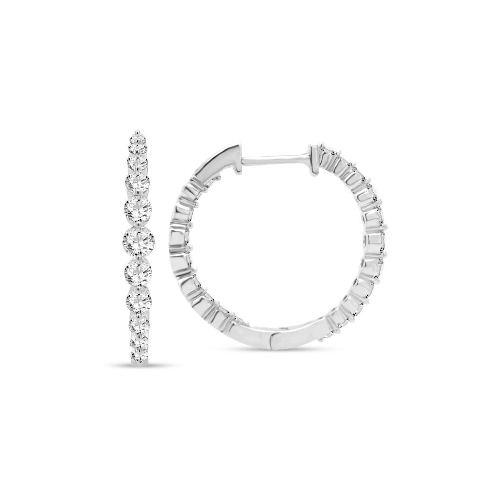 1.00 Carat Diamond Inside-Out Hoop Earrings in 10K White Gold