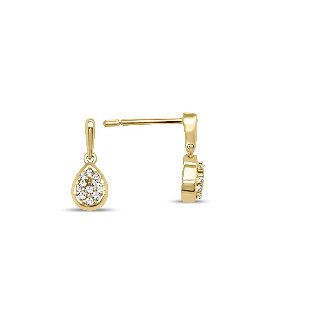 1/6 Carat Diamond Teardrop Dangle Earrings in 10K Yellow Gold