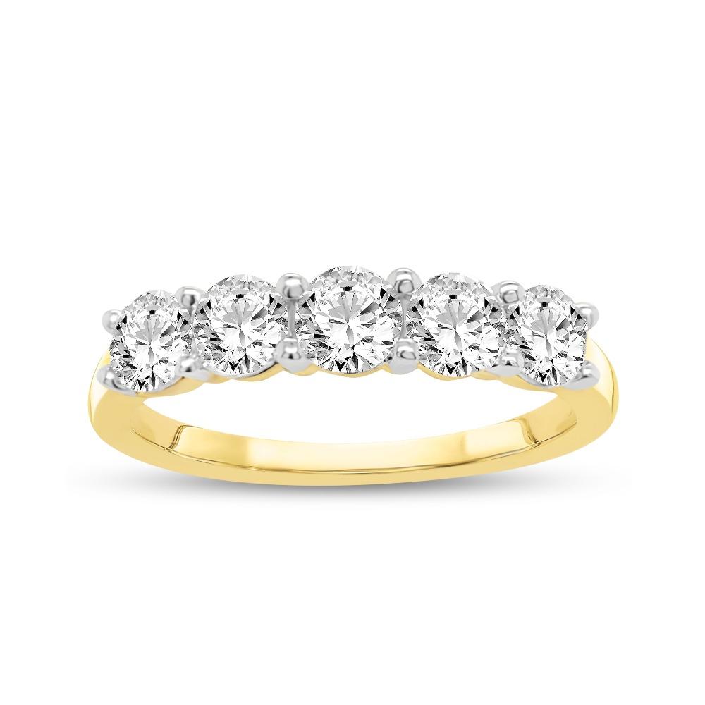 1.50 Carat Diamond 5-Stone Ring in 14K Yellow Gold