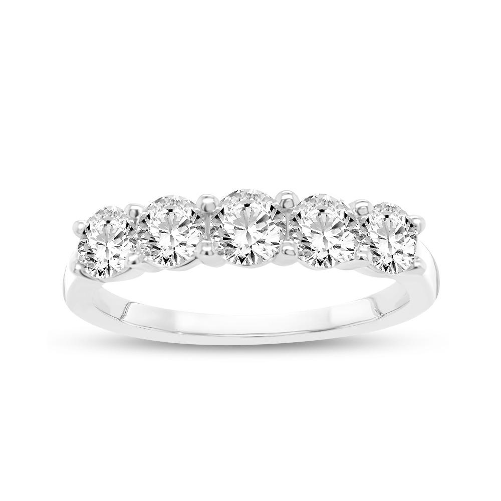 1.00 Carat Diamond 5-Stone Ring in 14K White Gold